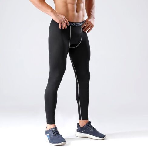 Men's Compression Leggings,Moisture-Wicking Athletic Tights for Running Gym Workout,Baselayer Pants with Supportive Fit in Saudi Arabia