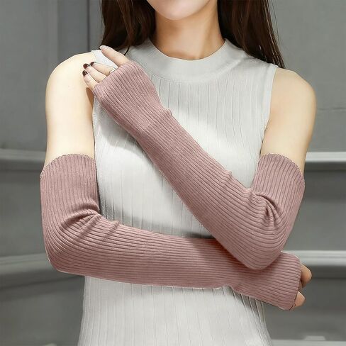 Arm Warmers for Women - Women's Wool Knit Cashmere Long Fingerless Arm Sleeves (50cm L) in Saudi Arabia