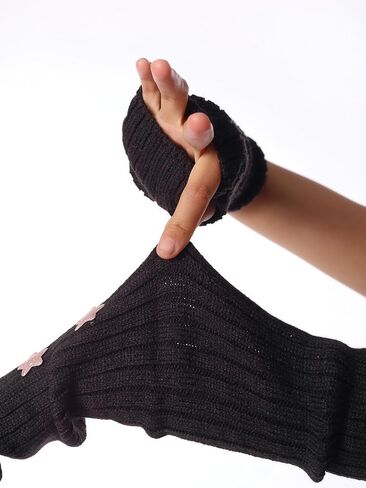 Sacina Black Star Long Fingerless Gloves, Arm Warmers Y2k, Goth Punk Gloves, Emo Accessories in Saudi Arabia