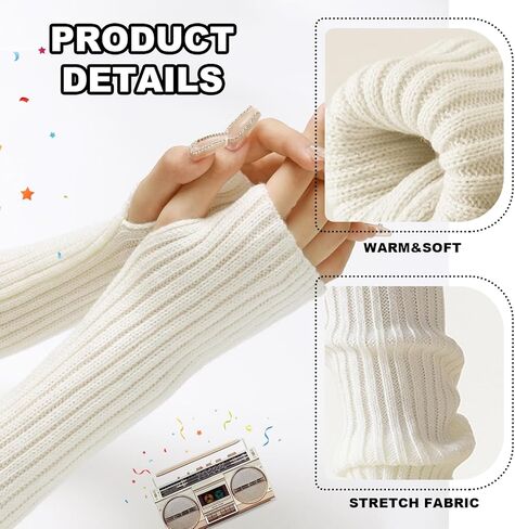 Arm Warmer for Women Winter Fingerless Gloves Knit Mitten Gloves Wrist Warmer with Thumb Hole in Saudi Arabia