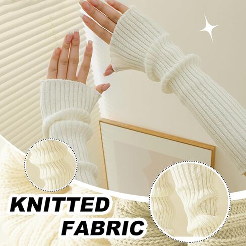 Arm Warmer for Women Winter Fingerless Gloves Knit Mitten Gloves Wrist Warmer with Thumb Hole in Saudi Arabia