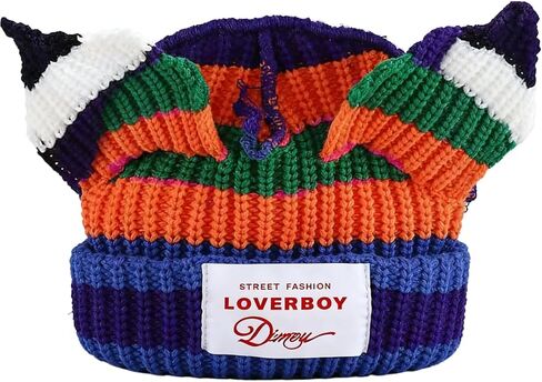 Cat Ear Beanie Cat Ear Hat Y2k Hat for Women Men Unisex Knit Beanies Soft Slouchy Warm Crochet Cap in Saudi Arabia