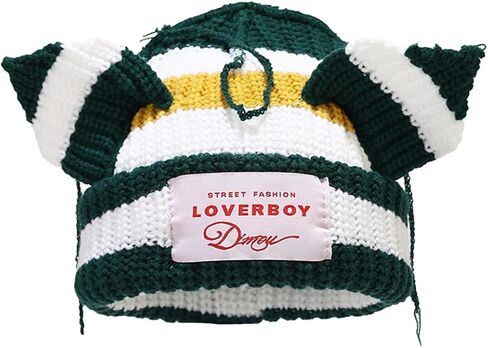 Cat Ear Beanie Cat Ear Hat Y2k Hat for Women Men Unisex Knit Beanies Soft Slouchy Warm Crochet Cap in Saudi Arabia