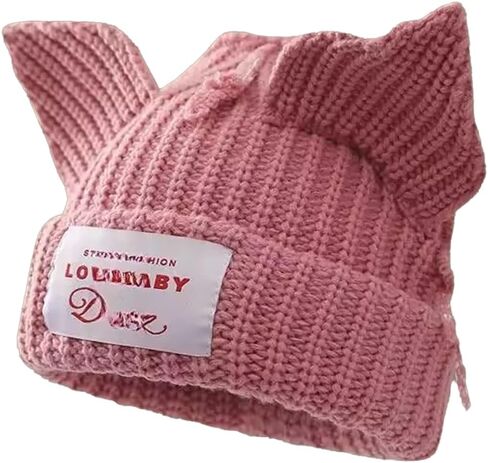 Cat Ear Beanie Cat Ear Hat Y2k Hat for Women Men Unisex Knit Beanies Soft Slouchy Warm Crochet Cap in Saudi Arabia