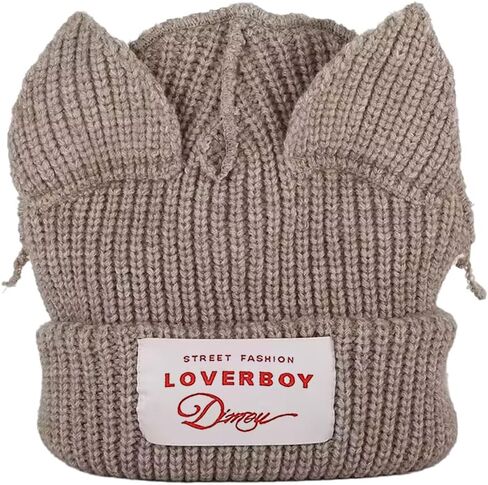 Cat Ear Beanie Cat Ear Hat Y2k Hat for Women Men Unisex Knit Beanies Soft Slouchy Warm Crochet Cap in Saudi Arabia
