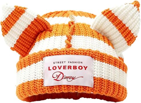 Cat Ear Beanie Cat Ear Hat Y2k Hat for Women Men Unisex Knit Beanies Soft Slouchy Warm Crochet Cap in Saudi Arabia