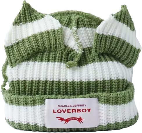 Cat Ear Beanie Cat Ear Hat Y2k Hat for Women Men Unisex Knit Beanies Soft Slouchy Warm Crochet Cap in Saudi Arabia