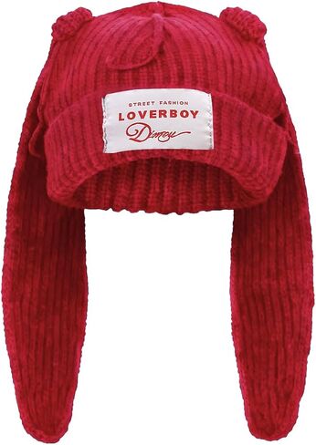 Cat Ear Beanie Cat Ear Hat Y2k Hat for Women Men Unisex Knit Beanies Soft Slouchy Warm Crochet Cap in Saudi Arabia