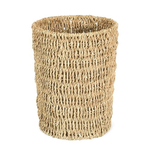 Wicker Waste Basket, Handwoven Water Hyacinth Trash Can Small Bathroom Trash Can Boho Woven Decorative Office Garbage Cans for Bedroom Bathroom Kitchen Living Room in Saudi Arabia