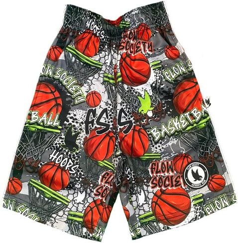 Flow Society Grey FS Hoops Attack Boys Athletic Shorts - Boys Basketball Shorts in Saudi Arabia