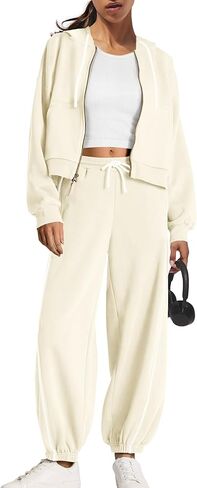 Yanekop Womens Matching Sweat Sets Sweatsuits 2 Piece Outfit Two Piece Lounge Set Track Suits Jogger Sets with Pockets in Saudi Arabia