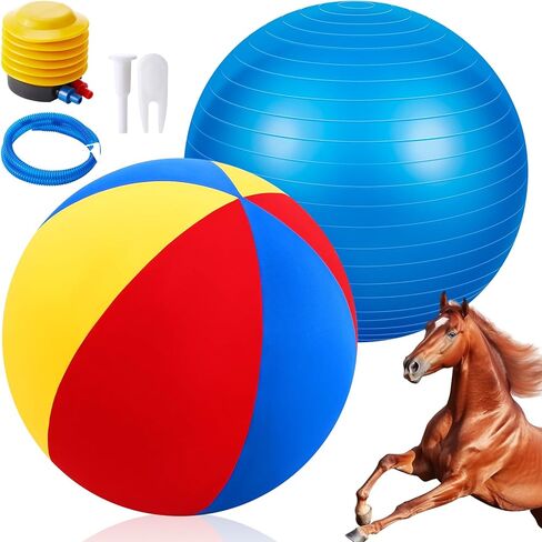 40 Inch Giant Herding Ball with Ball Cover Anti Burst Ball Please Watch VCR for How to Inflation Horse Toys for Horses Stall Entertainment Play, Pump Included in Kuwait