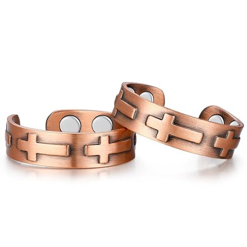 Vicmag 2PCS Copper Magnetic Rings for Women 99.9% Copper Finger Ring Ultra Strength Magnet Gift Adjustable(4X Black) in Saudi Arabia