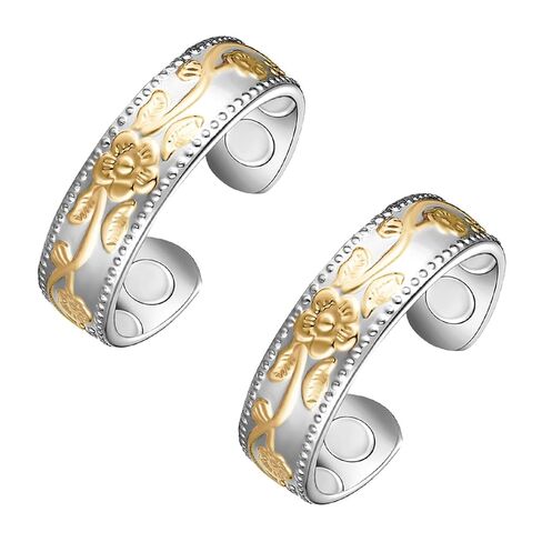 Vicmag 2PCS Copper Magnetic Rings for Women 99.9% Copper Finger Ring Ultra Strength Magnet Gift Adjustable(4X Black) in Saudi Arabia