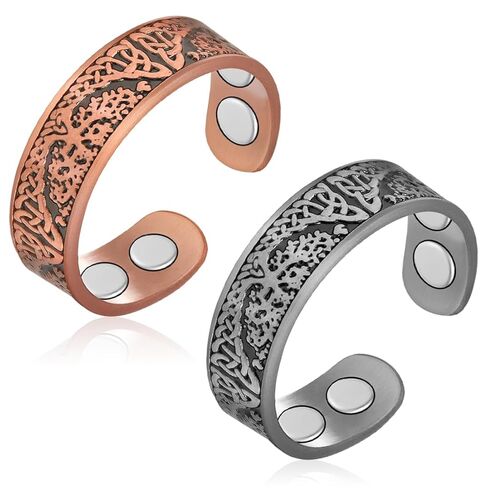Vicmag 2PCS Copper Magnetic Rings for Women 99.9% Copper Finger Ring Ultra Strength Magnet Gift Adjustable(4X Black) in Saudi Arabia