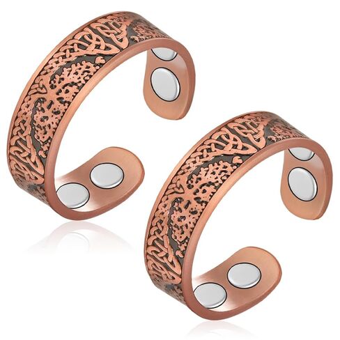 Vicmag 2PCS Copper Magnetic Rings for Women 99.9% Copper Finger Ring Ultra Strength Magnet Gift Adjustable(4X Black) in Saudi Arabia