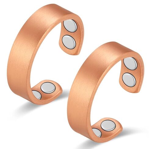 Vicmag 2PCS Copper Magnetic Rings for Women 99.9% Copper Finger Ring Ultra Strength Magnet Gift Adjustable(4X Black) in Saudi Arabia