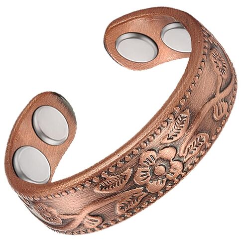 Vicmag 2PCS Copper Magnetic Rings for Women 99.9% Copper Finger Ring Ultra Strength Magnet Gift Adjustable(4X Black) in Saudi Arabia