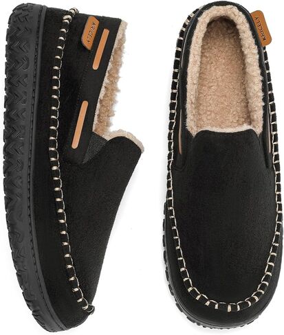 Kricely Mens House Shoes, Slip-On Indoor&Outdoor Slippers with Memory Foam Non-Slip Sole, Fuzzy Comfortable Loafers for Men in Saudi Arabia