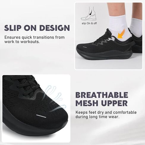 relxfeet Men’s Wide Toe Box Slip On Walking Shoes Lightweight Cushioned Sneakers for Running Tennis Gym Workout Non Slip Breathable Athletic Shoes in Saudi Arabia