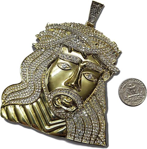 HIP HOP STYLE ICED GOLD SILVER PLATED BLING XXL LARGE JUMBO SIZE JESUS HEAD CHARM PENDANT in Saudi Arabia