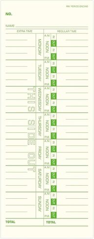 Weekly Time Cards 1-Sided, 3-1/2" x 9", Green Print, 100-Count in Saudi Arabia