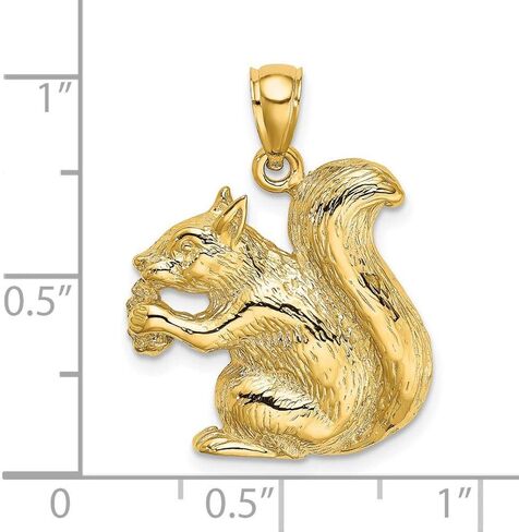 14k Yellow Gold 2-D Textured Sitting Squirrel Charm Pendant Fine Jewelry For Women Gifts For Her in Saudi Arabia