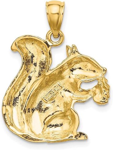 14k Yellow Gold 2-D Textured Sitting Squirrel Charm Pendant Fine Jewelry For Women Gifts For Her in Saudi Arabia