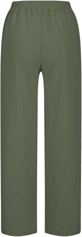 Womens Elastic High Waist Cotton Pants Loose Fit Drawstring Wide Leg Lounge Pants 2025 Fashion Palazzo Capris in Saudi Arabia