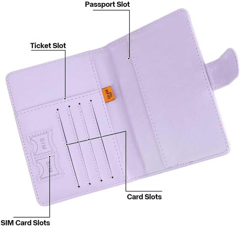 Passport Holder for Travel Essentials, Blocking Leather Passport Cover RFID Passport Wallet Case with Credit Card Slot Passport Book with Magnetic Clasp for Family Travel Must Haves Accessories,Purple in Saudi Arabia