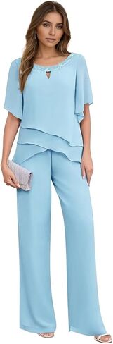 2 قطعة أم العروس بانت الدعاوى لحفل الزفاف كشكش كم رسمي بدل رجالي الترتر الشيفون الزفاف ضيف وتتسابق in Kuwait