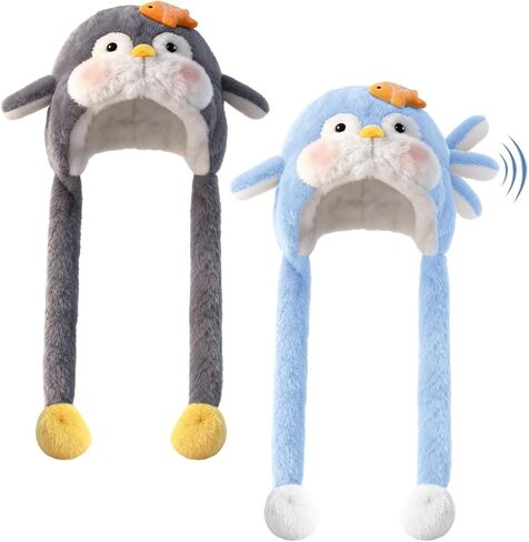 2pcs Animal Hat with Ears Moving Gift for Christmas Jumping Pop up Beating Hat Cartoon Cosplay Dress up in Saudi Arabia