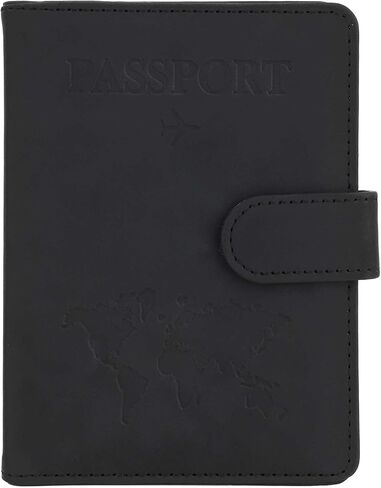 Passport Holder for Travel Essentials, Blocking Leather Passport Cover RFID Passport Wallet Case with Credit Card Slot Passport Book with Magnetic Clasp for Family Travel Must Haves Accessories,Purple in Saudi Arabia