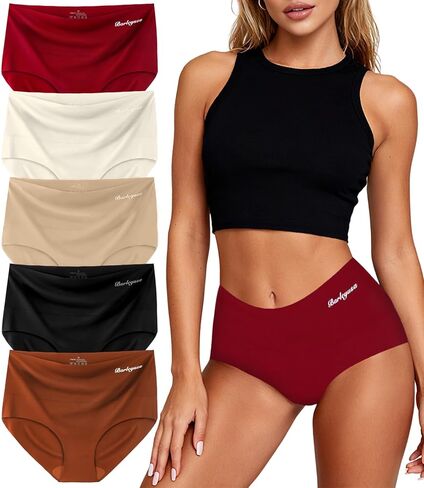 Womens Underwear Seamless High Waisted Silky Stretch Briefs No Show Breathable Full Coverage Ladies Panties 5 Pack in Saudi Arabia