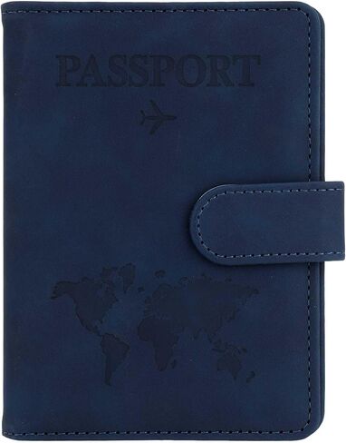Passport Holder for Travel Essentials, Blocking Leather Passport Cover RFID Passport Wallet Case with Credit Card Slot Passport Book with Magnetic Clasp for Family Travel Must Haves Accessories,Purple in Saudi Arabia