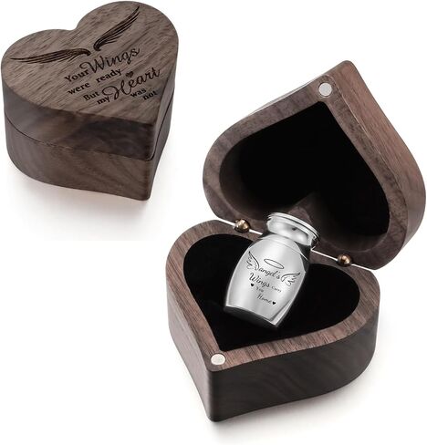 XIUDA Wooden Mini Pet Memorial Small Urns for Dog Ashes Stainless Steel Cremation Mini Urn with Black Walunt Box Funeral Pet Paw Print Keepsake Urn for Ashes in Saudi Arabia