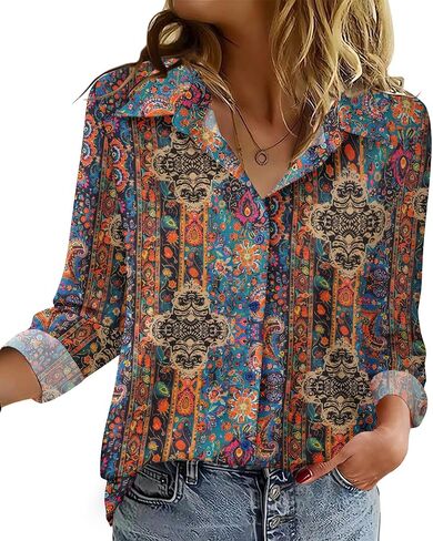 Zeagoo Blouse for Women Dressy Long Sleeve Button Down Shirts Business Casual Outfit Lightweight Solid/Printed Tops in Saudi Arabia