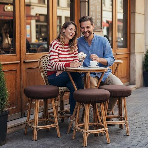 قطعتان من أغطية البراز المستديرة مقاس 13-18 بوصة للكرسي المستدير، أغطية مقاعد بار مرنة عالية قابلة للغسل وقابلة لإعادة الاستخدام وغطاء منزلق لبار المطبخ والفندق (القهوة) in Kuwait