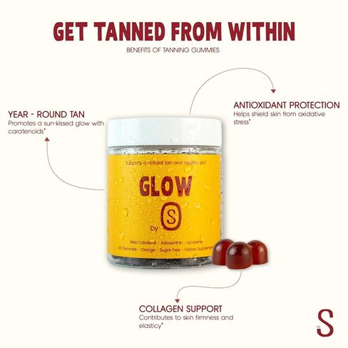 علكات التسمير مع أستازانتين وبيتا كاروتين وفيتامين ج وفيتامين هـ - دعم طبيعي للبشرة، تركيبة خالية من السكر، نباتية، غير معدلة وراثيًا، 60 علكة لبشرة صحية متألقة in Kuwait