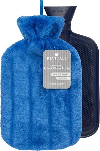 Revitale Luxury Cosy Hot Water Bottle 2 Litre, Soft Cover, Single Ribbed Natural Rubber 2025, British Standard BS1970:2012, Durable & Leak-Resistant (Slate Grey) in Saudi Arabia