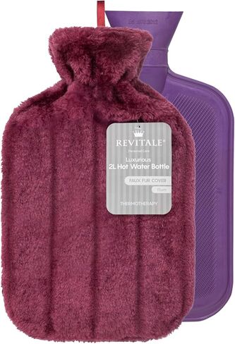 Revitale Luxury Cosy Hot Water Bottle 2 Litre, Soft Cover, Single Ribbed Natural Rubber 2025, British Standard BS1970:2012, Durable & Leak-Resistant (Slate Grey) in Saudi Arabia