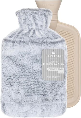 Revitale Luxury Cosy Hot Water Bottle 2 Litre, Soft Cover, Single Ribbed Natural Rubber 2025, British Standard BS1970:2012, Durable & Leak-Resistant (Slate Grey) in Saudi Arabia