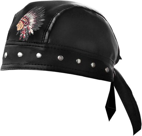 Biker Hip-Hop Bandana Doo Do Rag Headwrap American Indian Chief Head Rivet Cap Mens in Kuwait