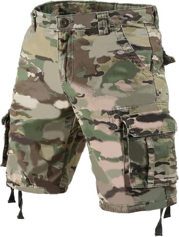 شورت Camo Cargo للرجال من القطن كاجوال مريح مناسب للعمل في الهواء الطلق للرجال مع جيوب متعددة in Saudi Arabia
