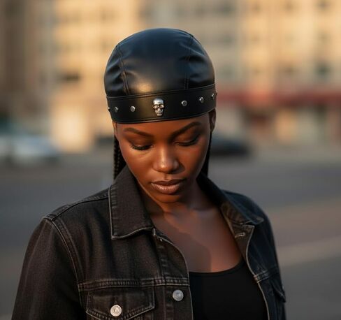 Cycling Bandana Doo Rags Adjustable Skull Cap – Biker Leather Style Head Wrap Black | Unisex Cap for Riding in Saudi Arabia