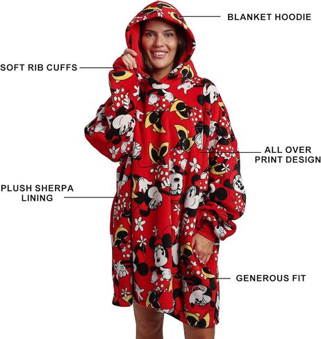 Bioworld Minnie Mouse Classic Adult Long Sleeve Sherpa-Lined Hooded Blanket in Saudi Arabia