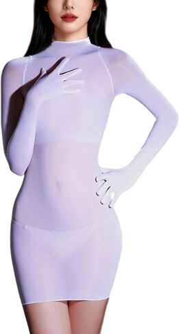 Women's Oil Shiny Bodystocking Lingerie Dress Glossy Body Stockings Full Body Stocking in Saudi Arabia