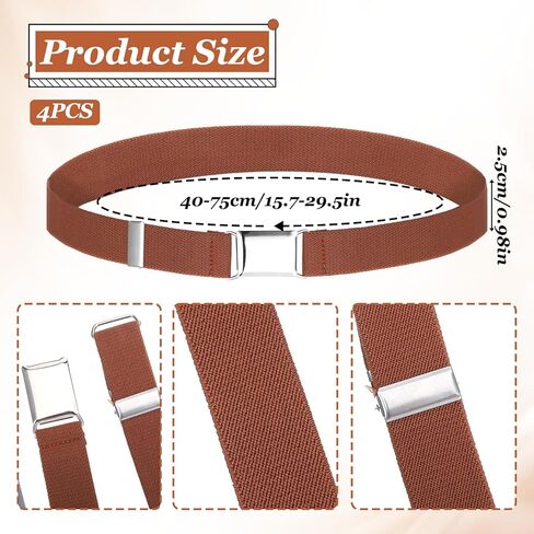 4 قطع حزام مطاطي قابل للتعديل للأطفال، حزام مطاطي للأولاد والبنات مع إبزيم سهل للجينز الموحد للمدرسة in Kuwait