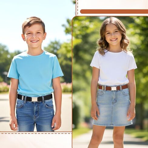 4 قطع حزام مطاطي قابل للتعديل للأطفال، حزام مطاطي للأولاد والبنات مع إبزيم سهل للجينز الموحد للمدرسة in Kuwait