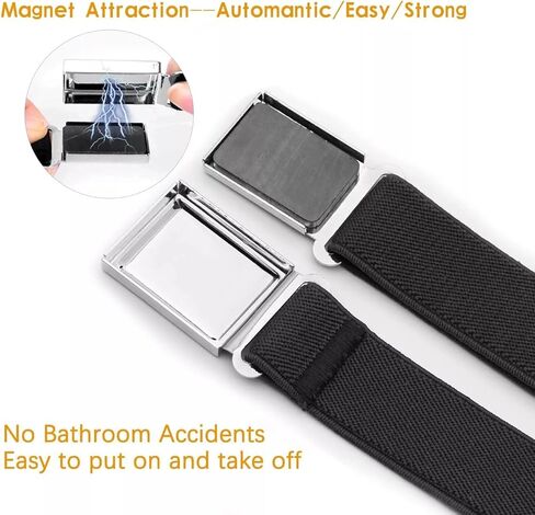 2 Pcs Black Brown Kids Magnetic Belt Adjustable Elastic Belt with Magnetic Buckle for Boys Girls in Saudi Arabia